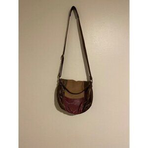The Sak Vintage Patchwork Leather Shoulder Bag Light Sparkle Detail Pink Camel